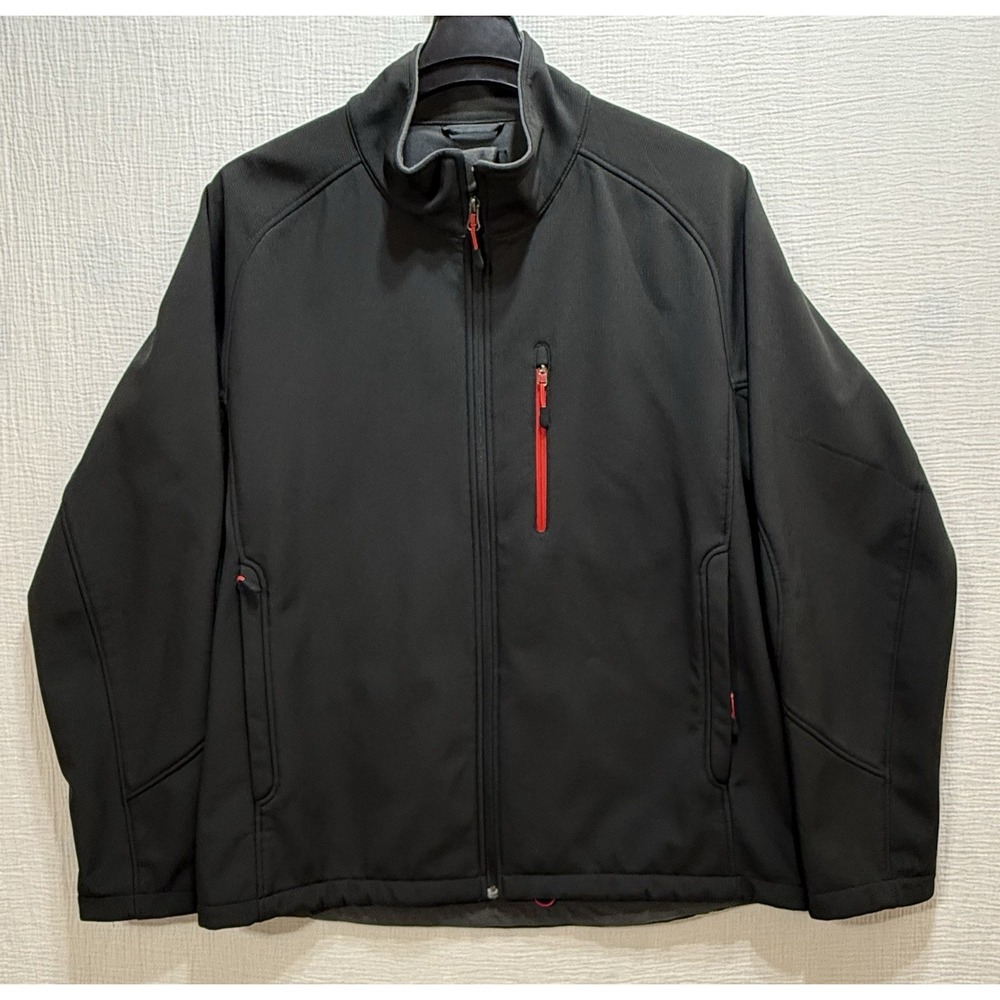 Kirkland Signature Softshell Jacket Men's XL Black Zip-Up Fleece Outdoors Trails
